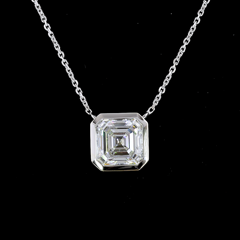 3ctw Bezel Asscher Solitaire Pendant