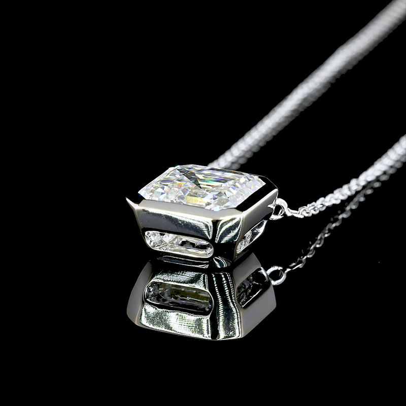 3ctw Bezel Asscher Solitaire Pendant