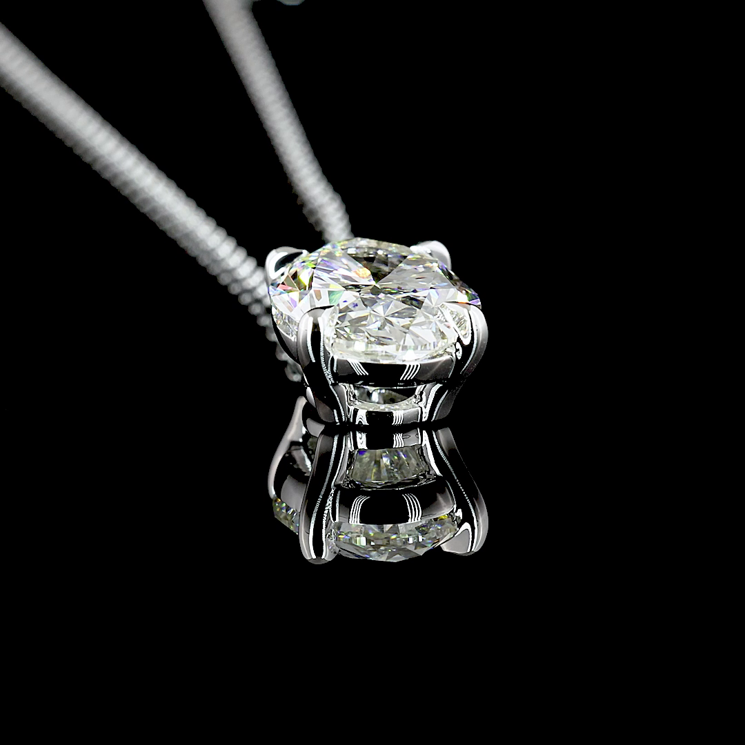2-3/4ctw Prong Oval Solitaire Pendant