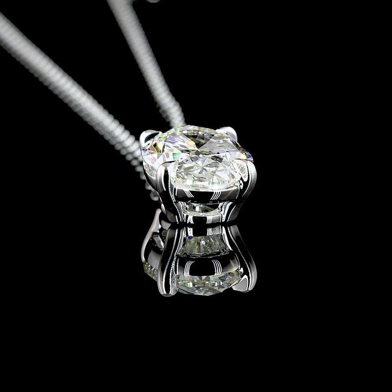 2-3/4ctw Prong Oval Solitaire Pendant