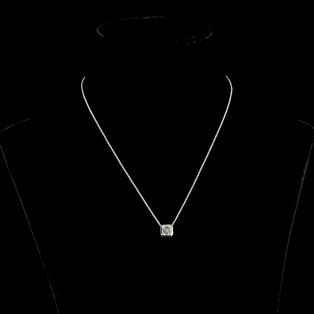 1-1/4ctw Bezel Asscher Solitaire Pendant