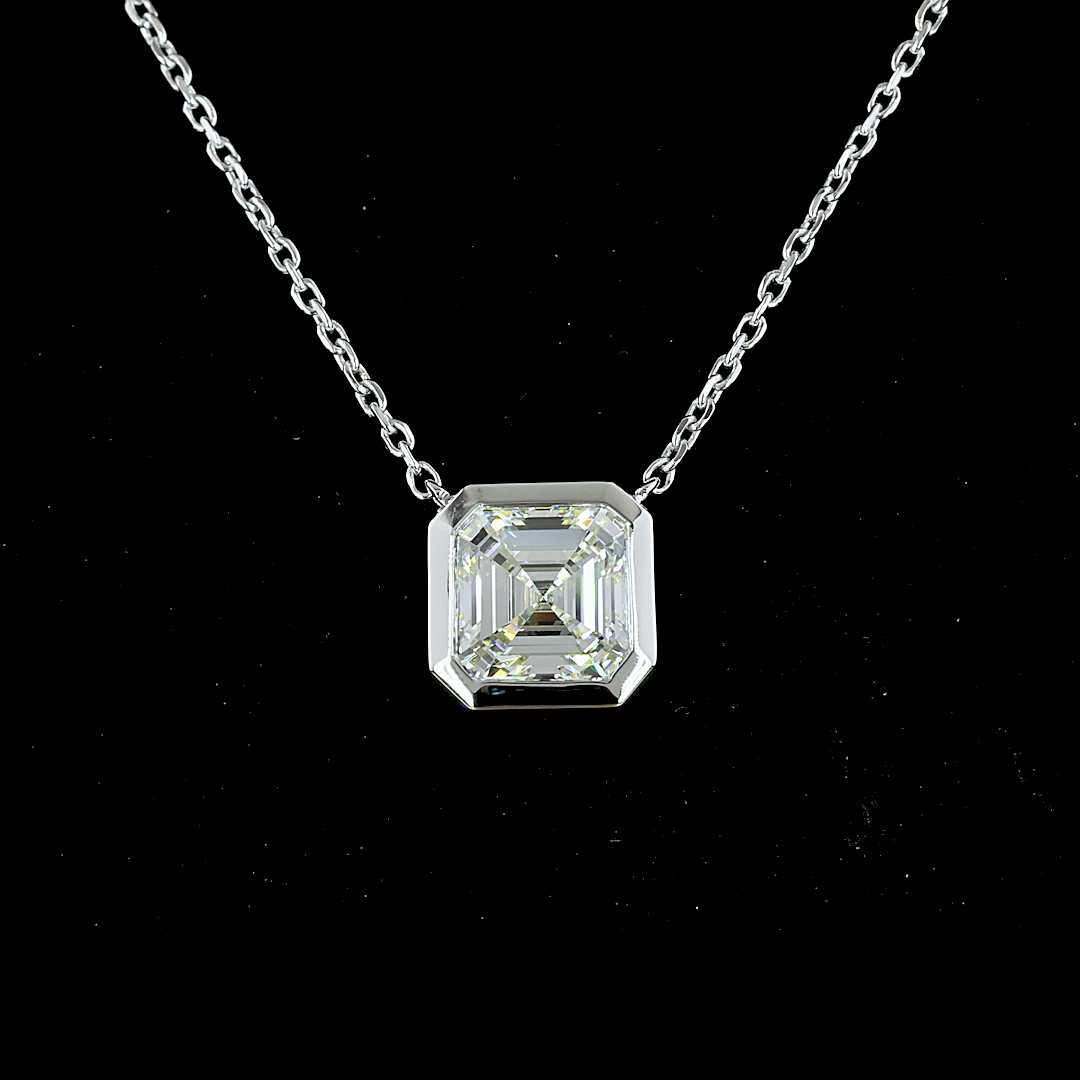 1-1/4ctw Bezel Asscher Solitaire Pendant