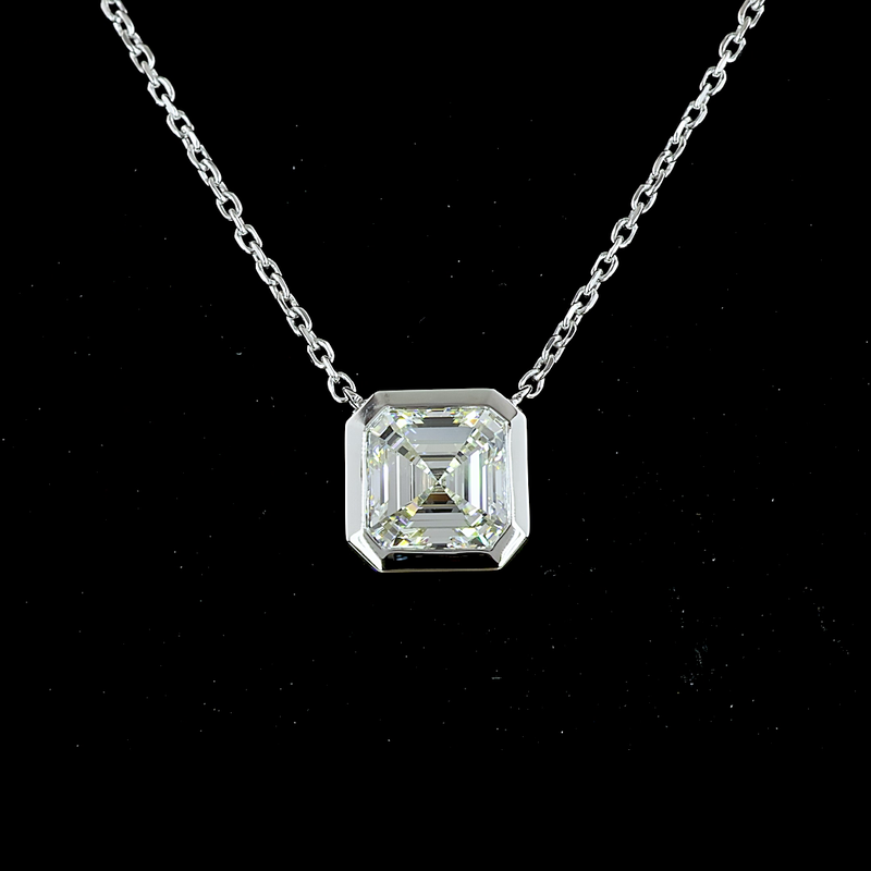 1-1/4ctw Bezel Asscher Solitaire Pendant