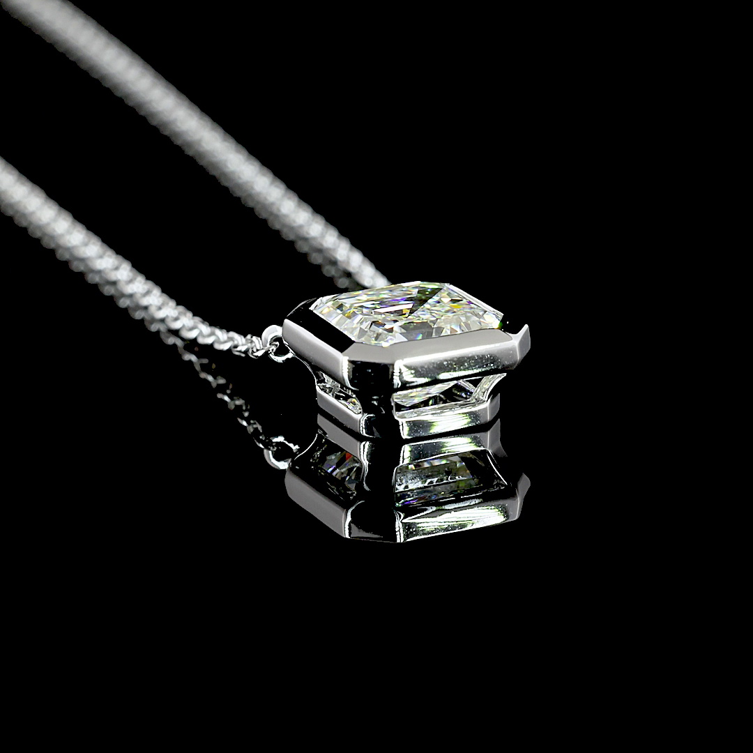 1-1/4ctw Bezel Asscher Solitaire Pendant