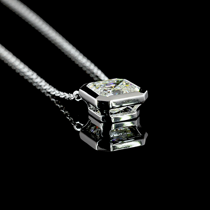 1-1/4ctw Bezel Asscher Solitaire Pendant