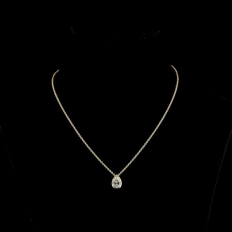 1-1/2ctw Bezel Pear Solitaire Pendant