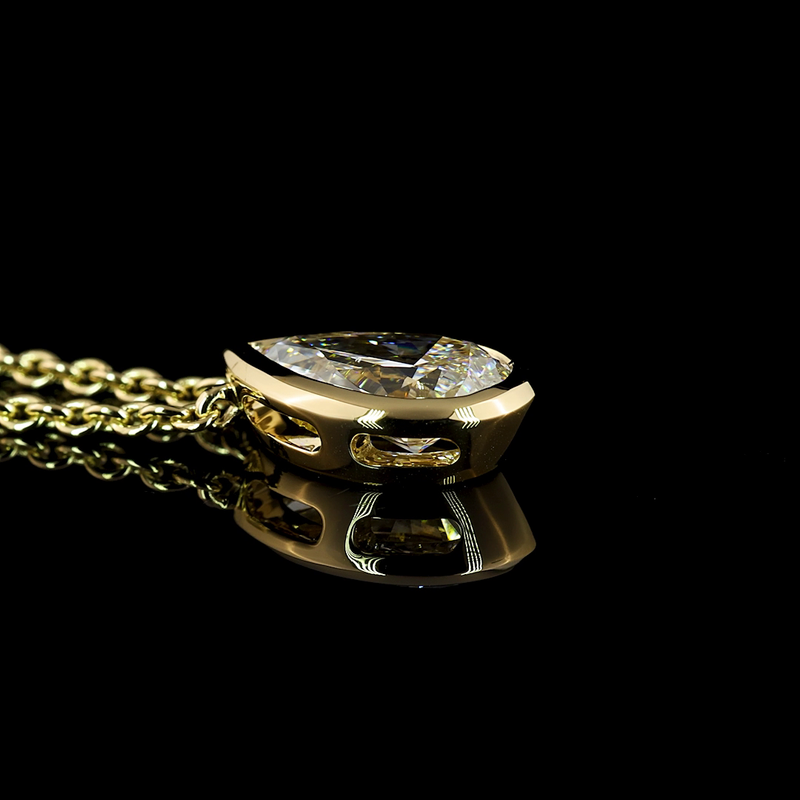 1-1/2ctw Bezel Pear Solitaire Pendant