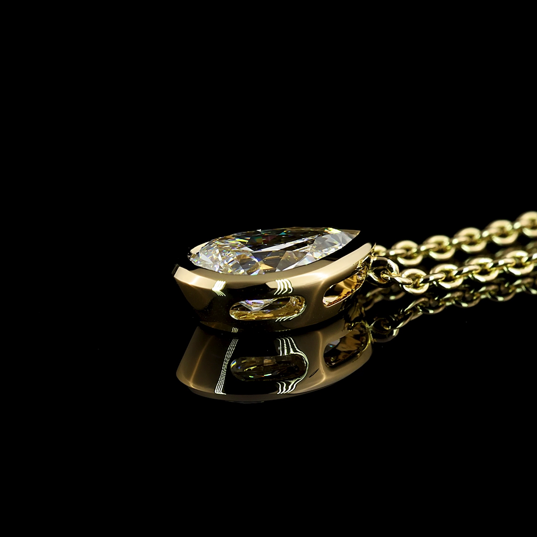 1-1/2ctw Bezel Pear Solitaire Pendant