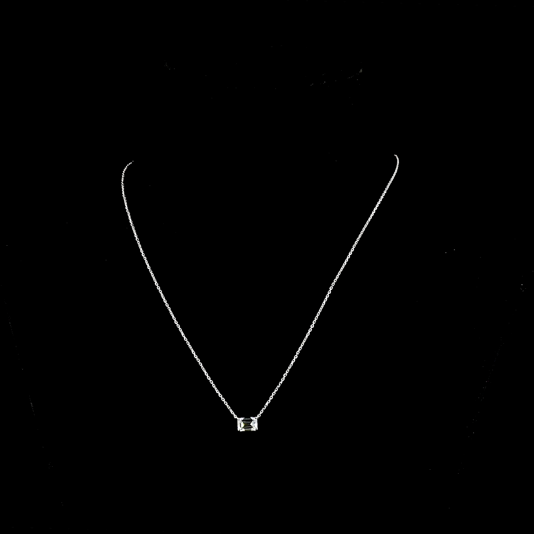 1ctw Prong East West Emerald Solitaire Pendant