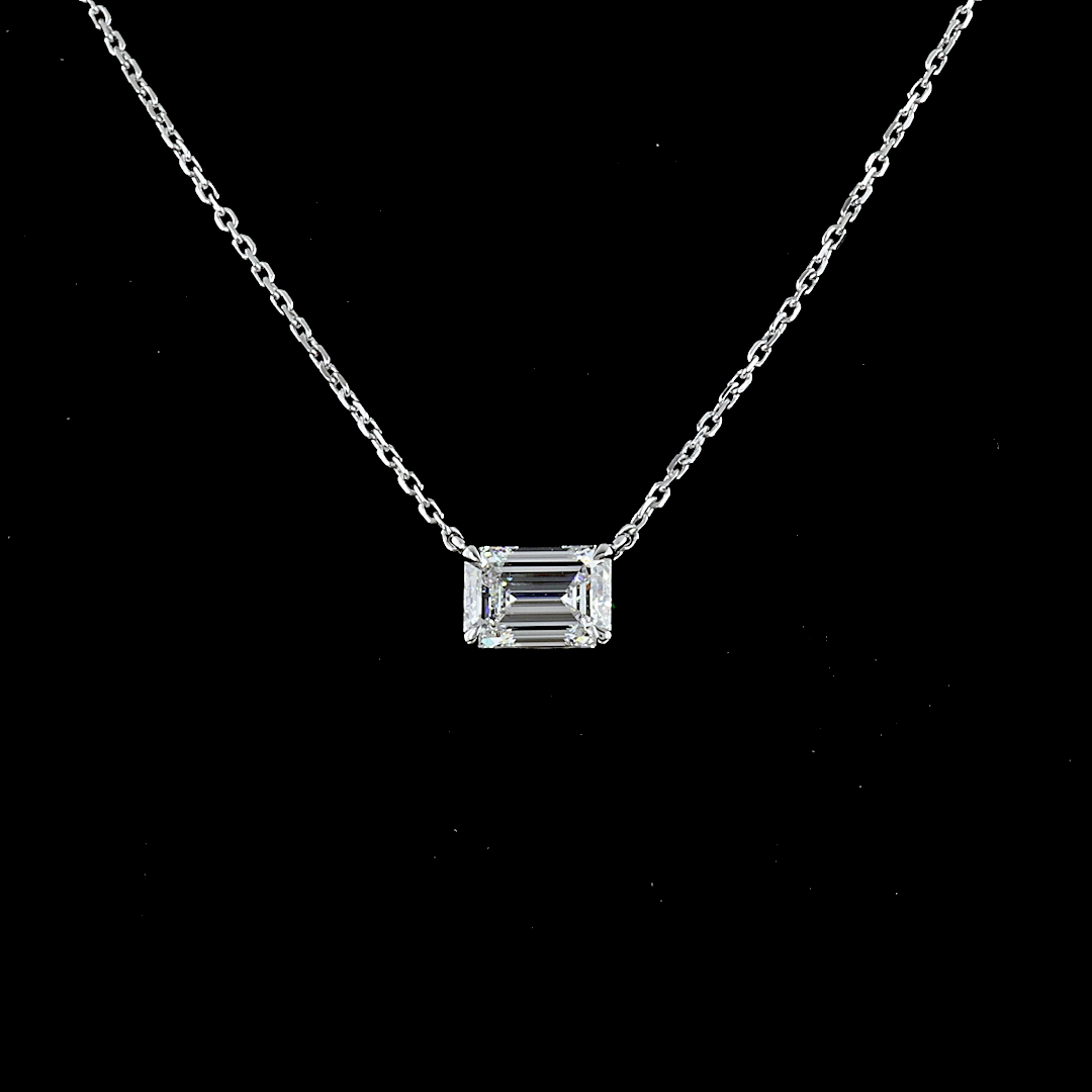 1ctw Prong East West Emerald Solitaire Pendant