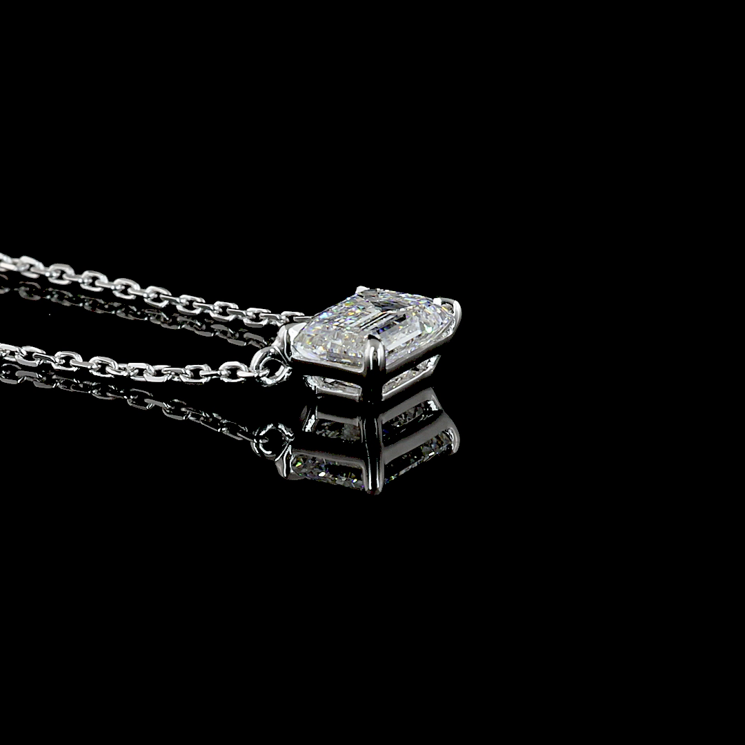 1ctw Prong East West Emerald Solitaire Pendant