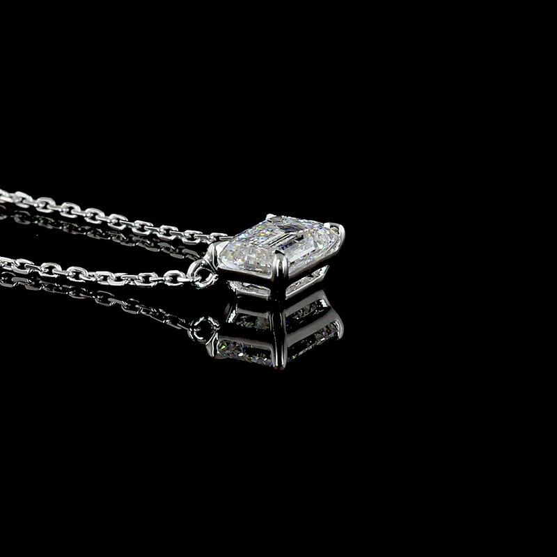 1ctw Prong East West Emerald Solitaire Pendant