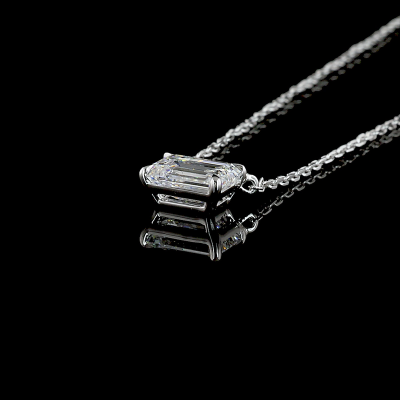 1ctw Prong East West Emerald Solitaire Pendant