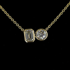 2-1/4ctw Bezel Emerald & Round Toi et Moi Pendant