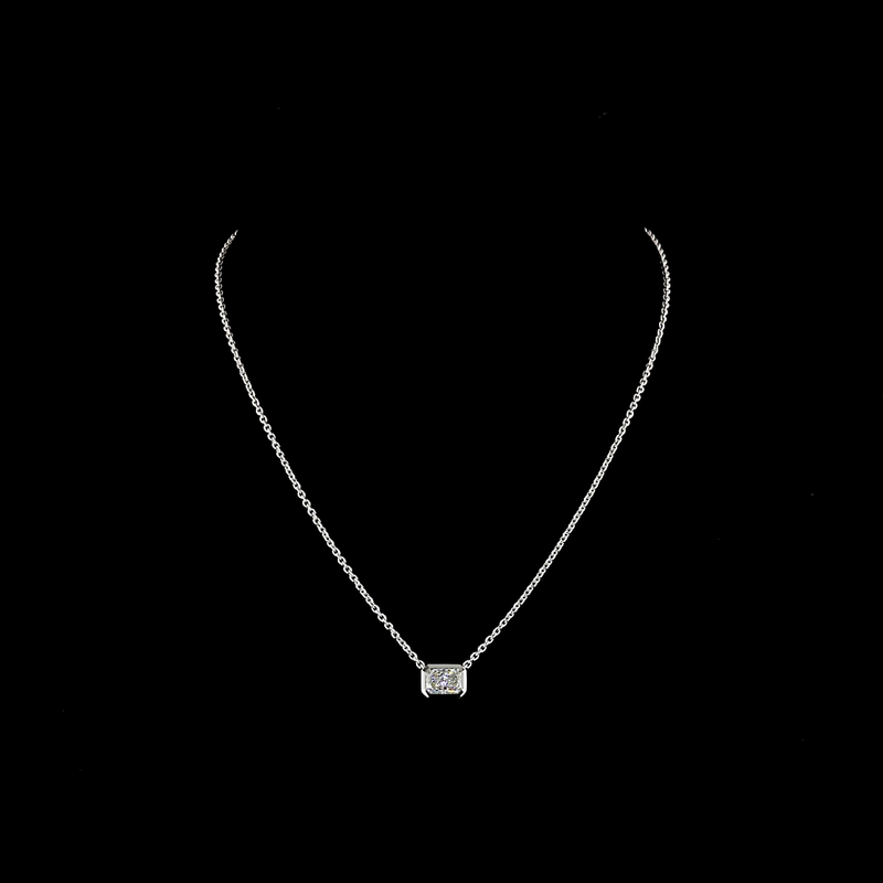 1-1/2ctw Bezel East West Radiant Solitaire Pendant