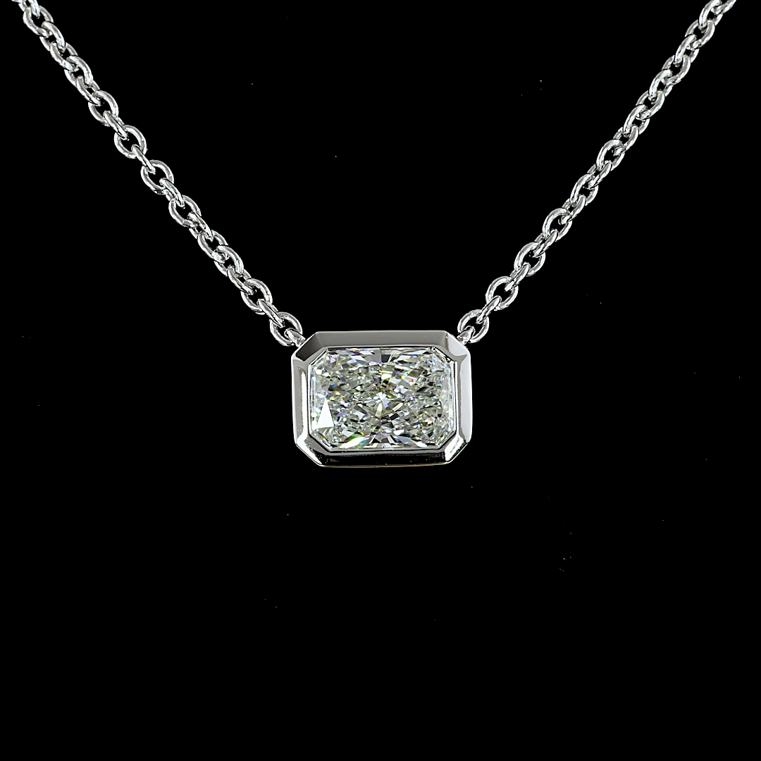 1-1/2ctw Bezel East West Radiant Solitaire Pendant