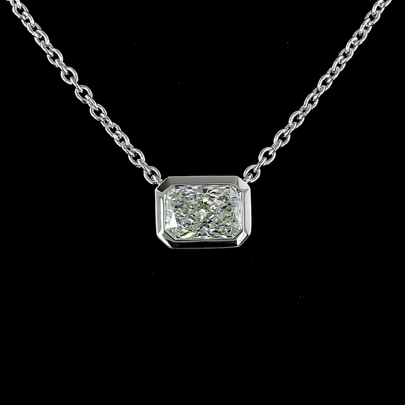 1-1/2ctw Bezel East West Radiant Solitaire Pendant