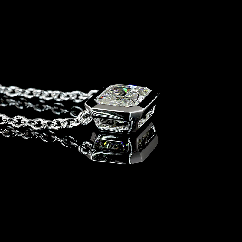 1-1/2ctw Bezel East West Radiant Solitaire Pendant