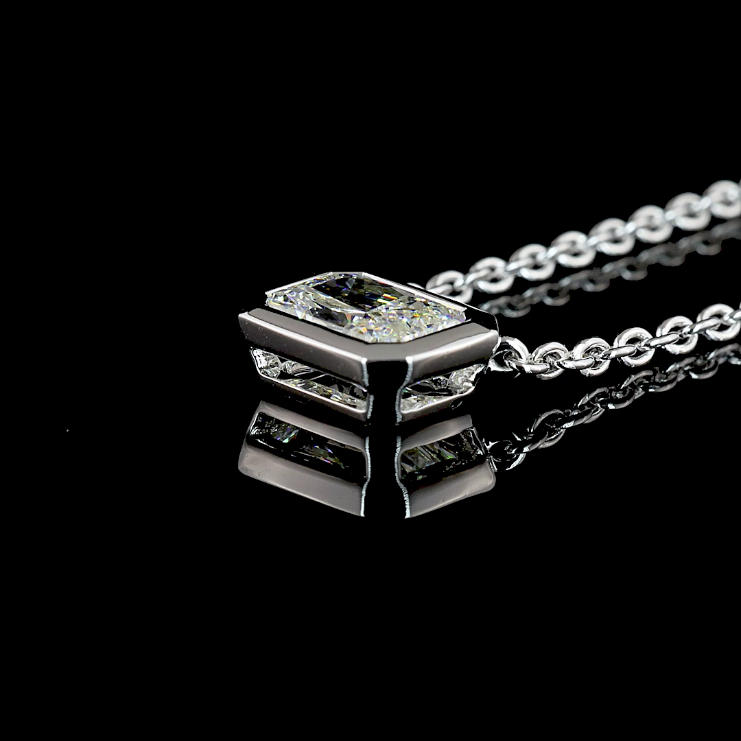 1-1/2ctw Bezel East West Radiant Solitaire Pendant