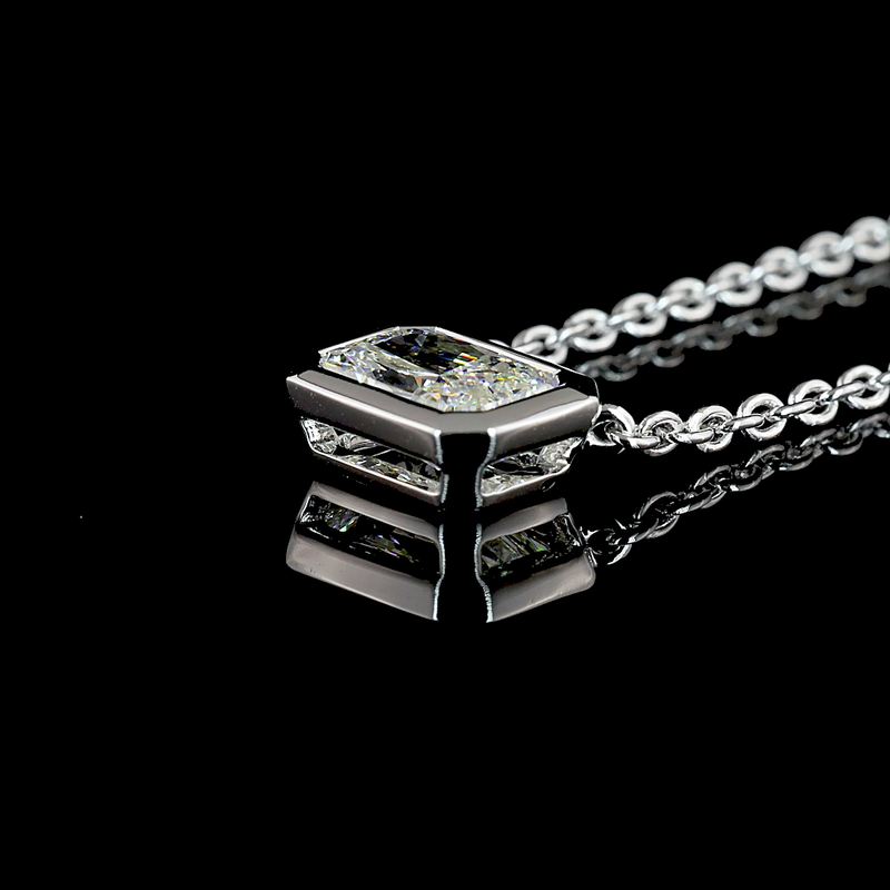 1-1/2ctw Bezel East West Radiant Solitaire Pendant