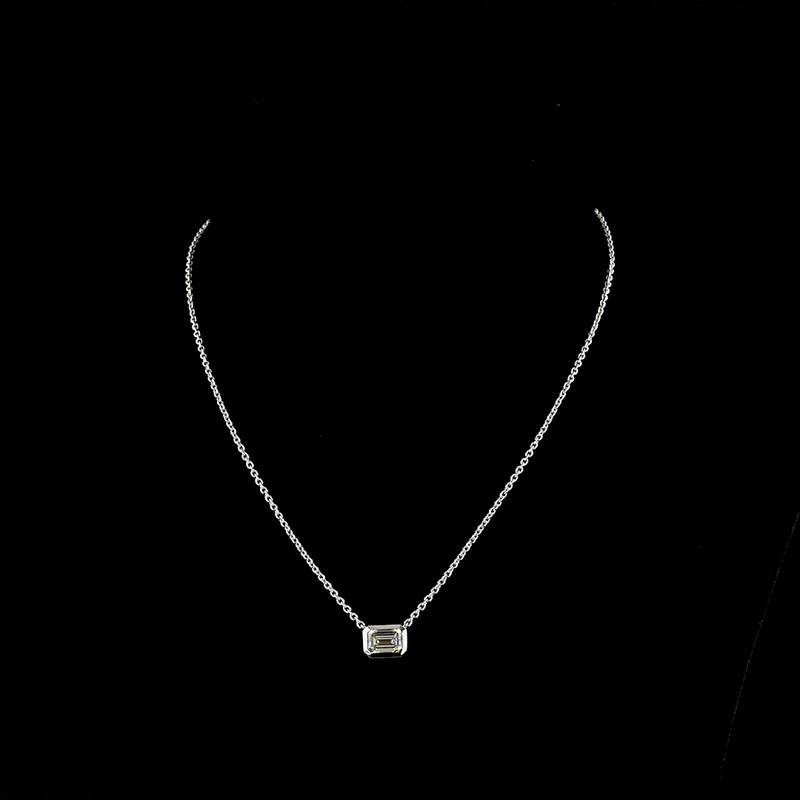 1-3/4ctw Bezel East West Emerald Solitaire Pendant