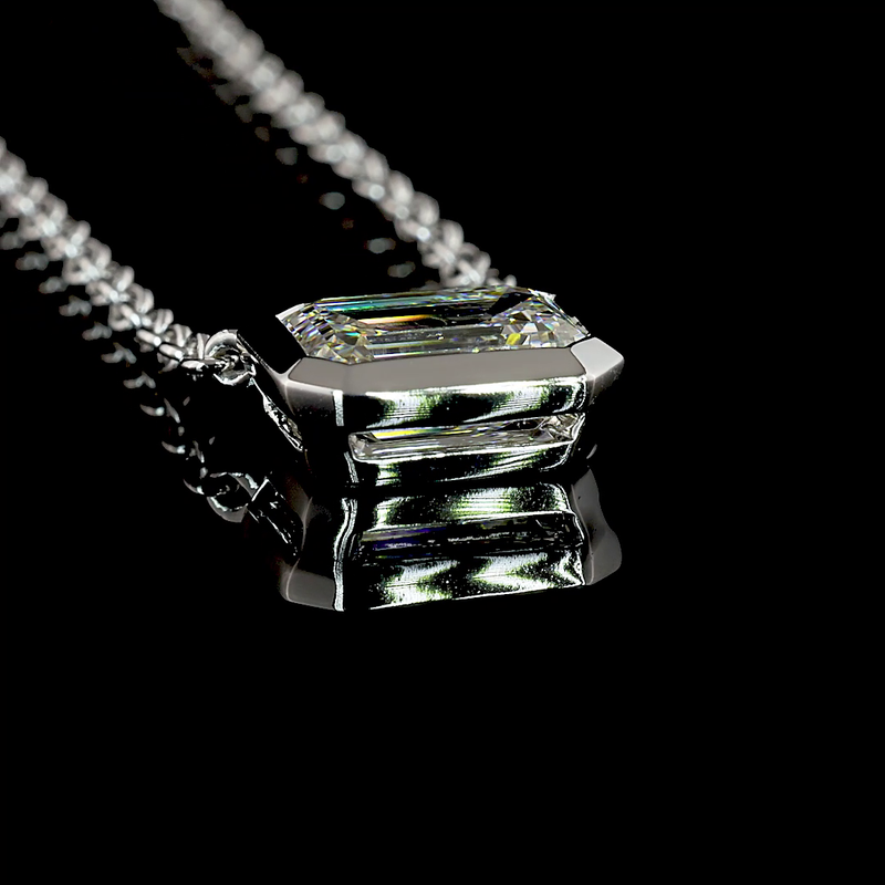 1-3/4ctw Bezel East West Emerald Solitaire Pendant