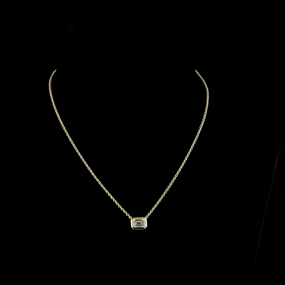 1-3/4ctw Bezel East West Emerald Solitaire Pendant