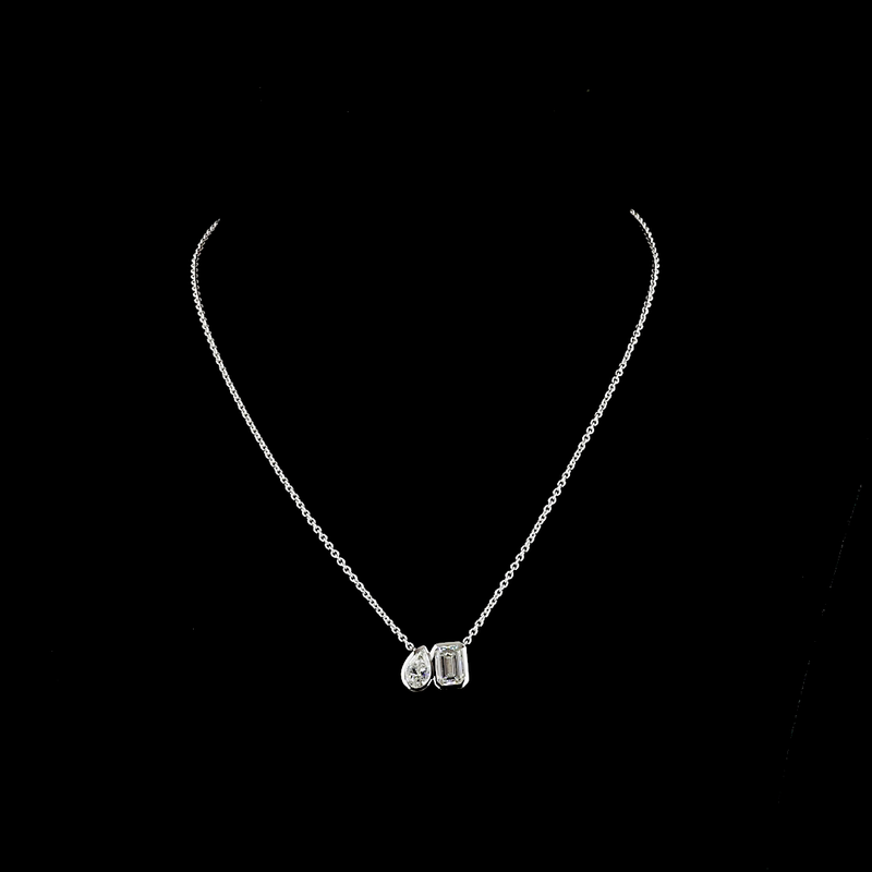 2-3/4ctw Bezel Emerald & Pear Toi et Moi Pendant