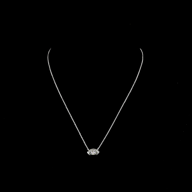 1ctw Bezel East West Marquise Solitaire Pendant