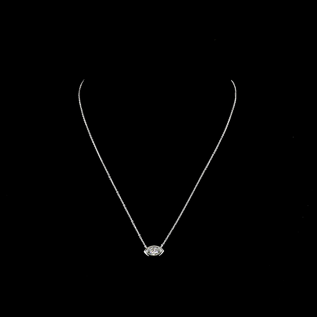 1ctw Bezel East West Marquise Solitaire Pendant