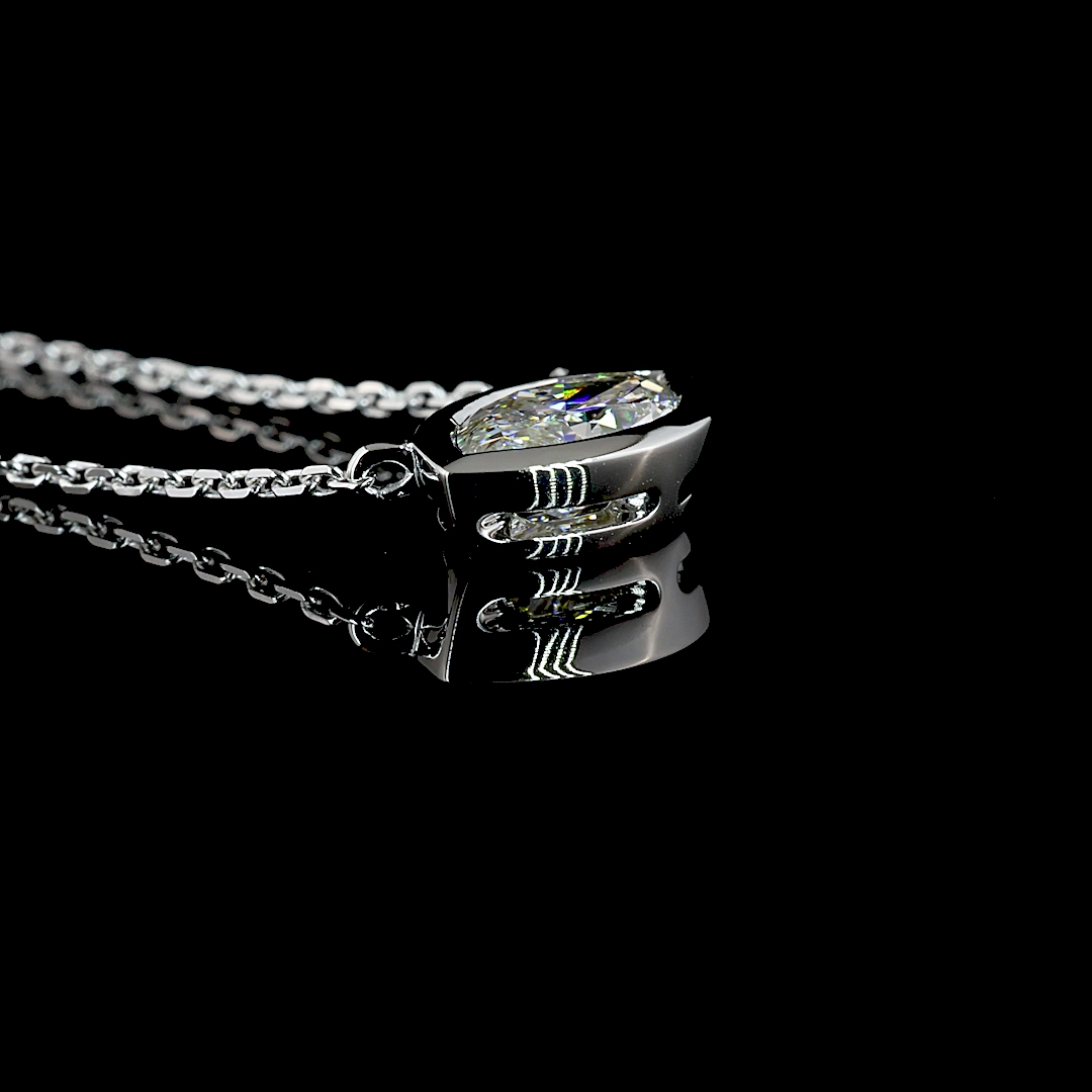 1ctw Bezel East West Marquise Solitaire Pendant