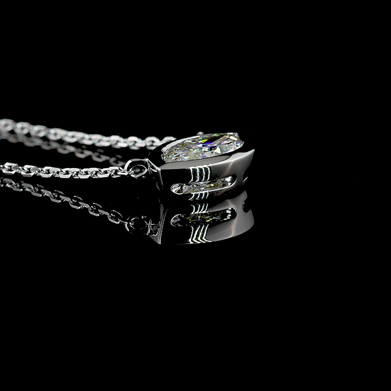 1ctw Bezel East West Marquise Solitaire Pendant