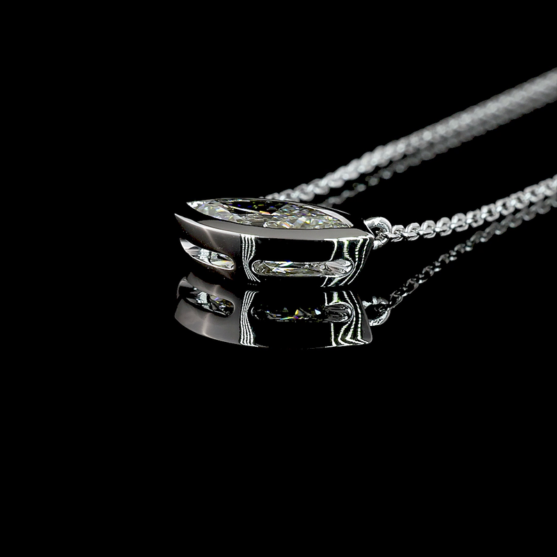 1ctw Bezel East West Marquise Solitaire Pendant