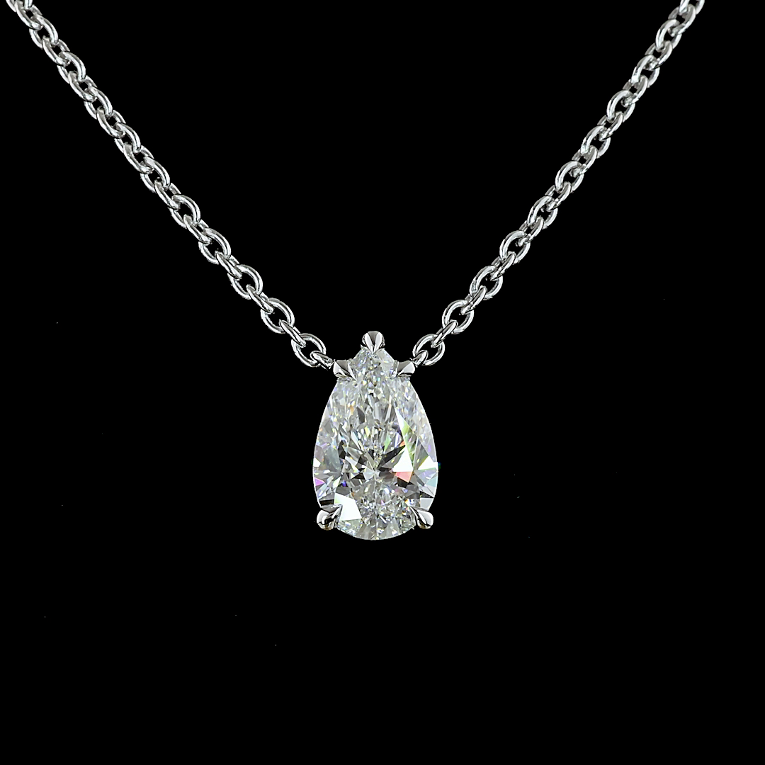 1-1/2ctw Prong Pear Solitaire Pendant