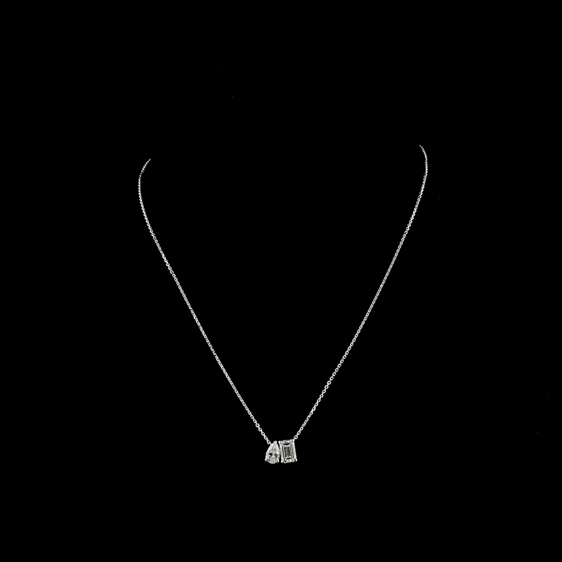 1-1/2ctw Prong Emerald & Pear Toi et Moi Pendant