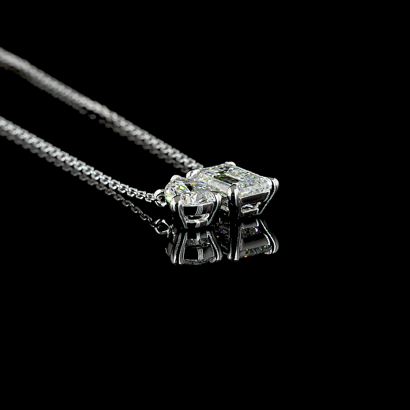 1-1/2ctw Prong Emerald & Pear Toi et Moi Pendant