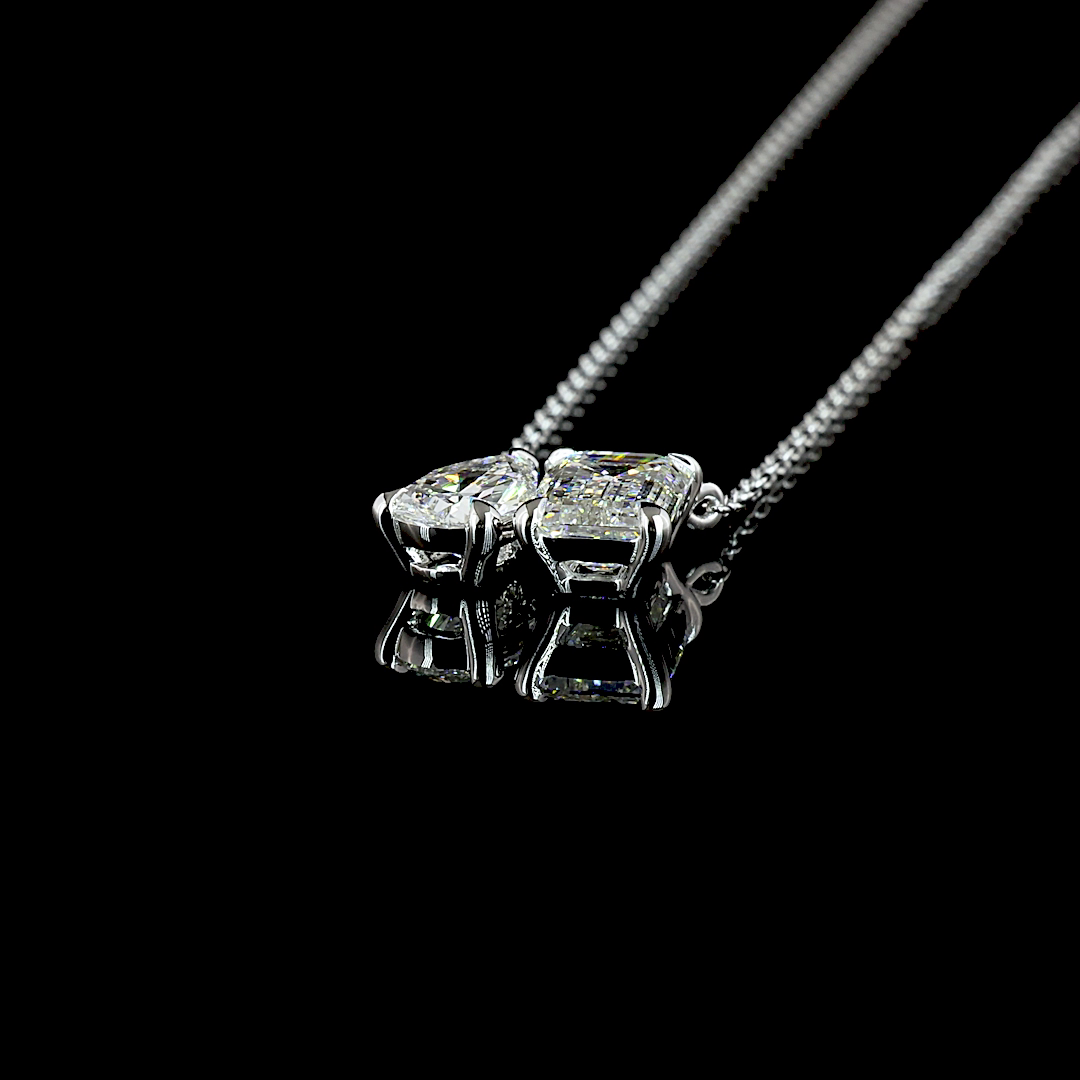 1-1/2ctw Prong Emerald & Pear Toi et Moi Pendant