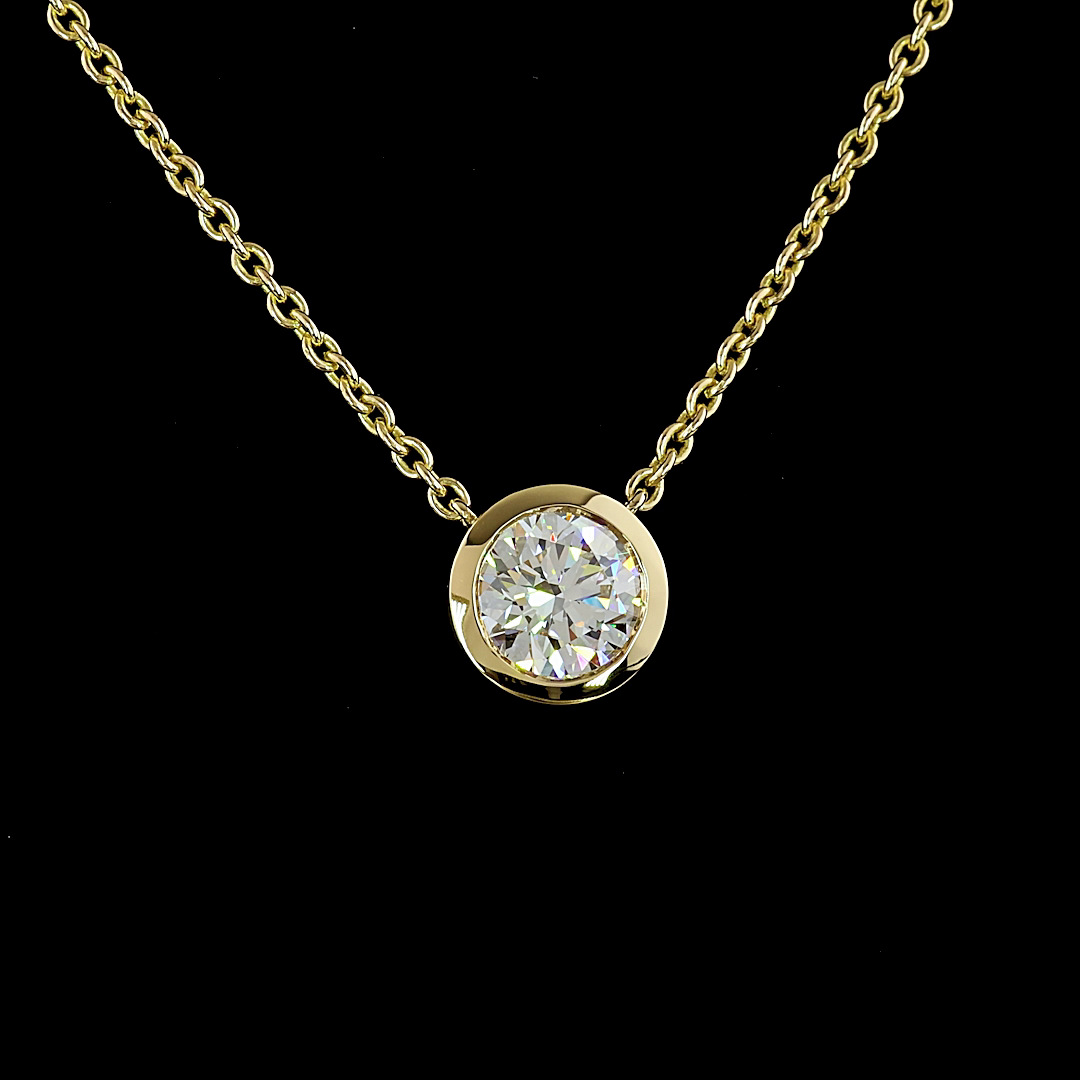 1-1/2ctw Bezel Round Solitaire Pendant