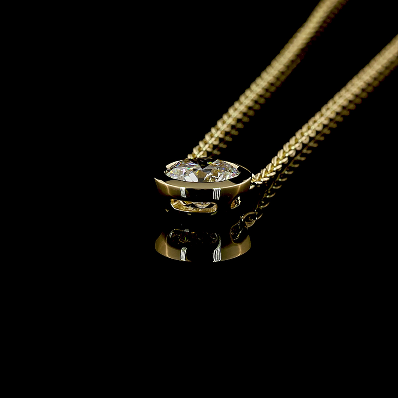 1-1/2ctw Bezel Round Solitaire Pendant