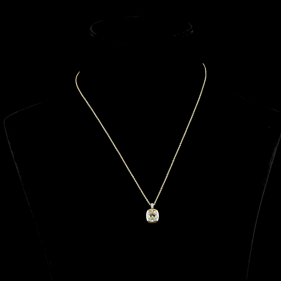 2-1/4ctw Bezel Cushion & Round Pendant Pendant