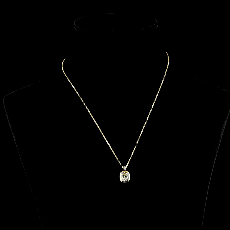 2-1/4ctw Bezel Cushion & Round Pendant Pendant