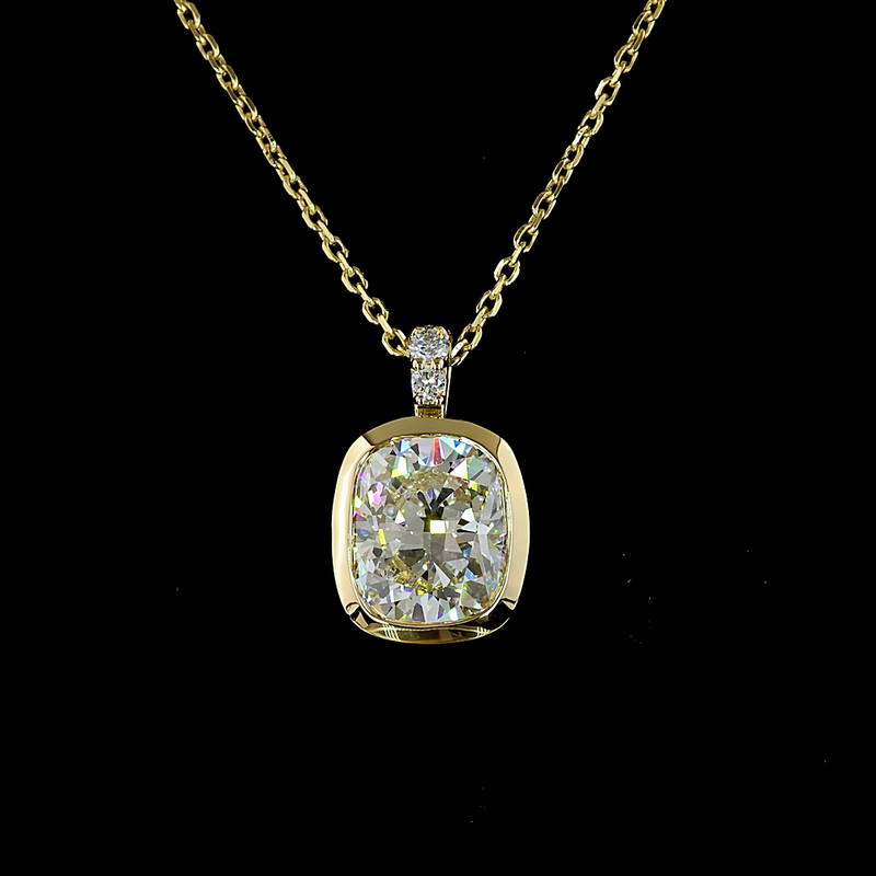 2-1/4ctw Bezel Cushion & Round Pendant Pendant