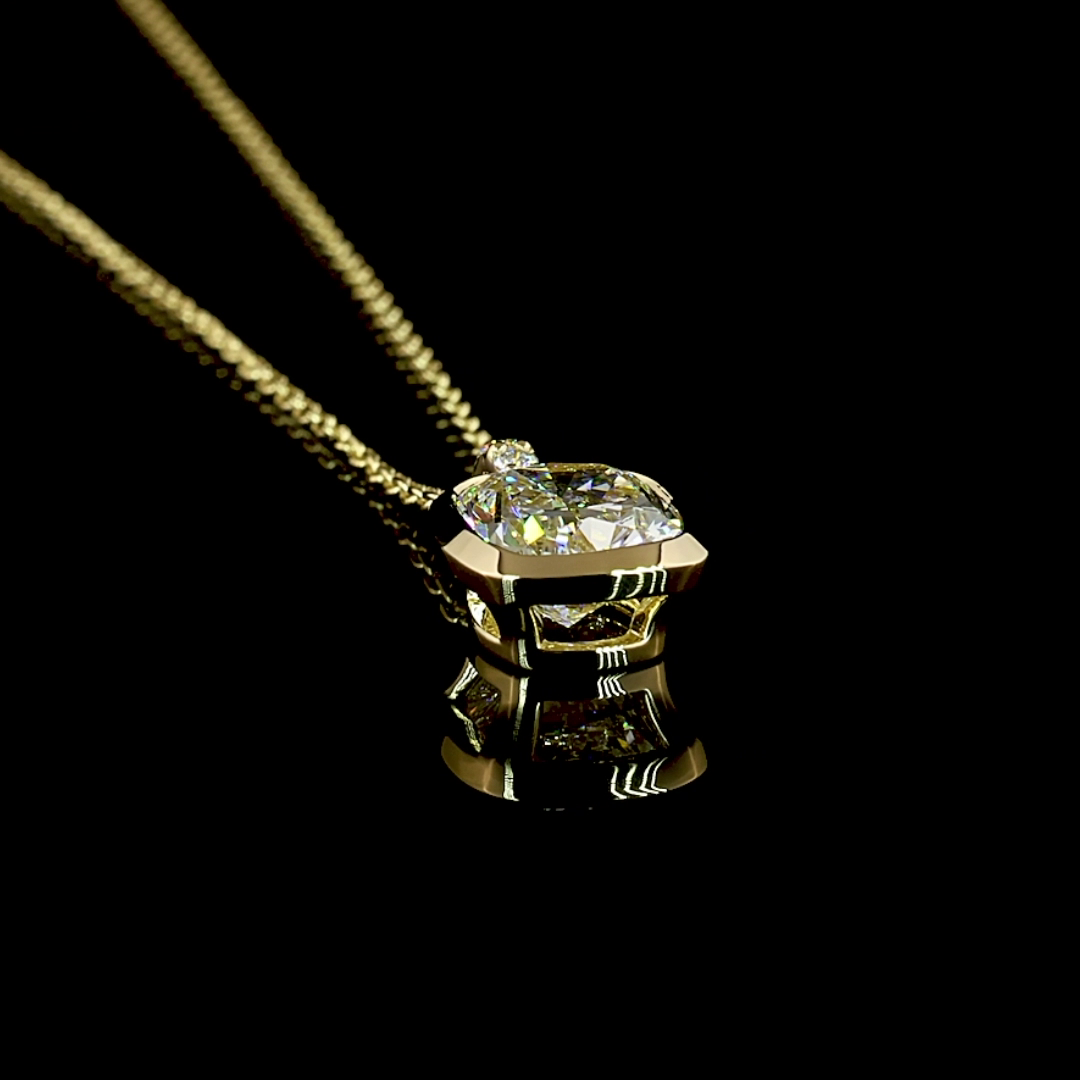 2-1/4ctw Bezel Cushion & Round Pendant