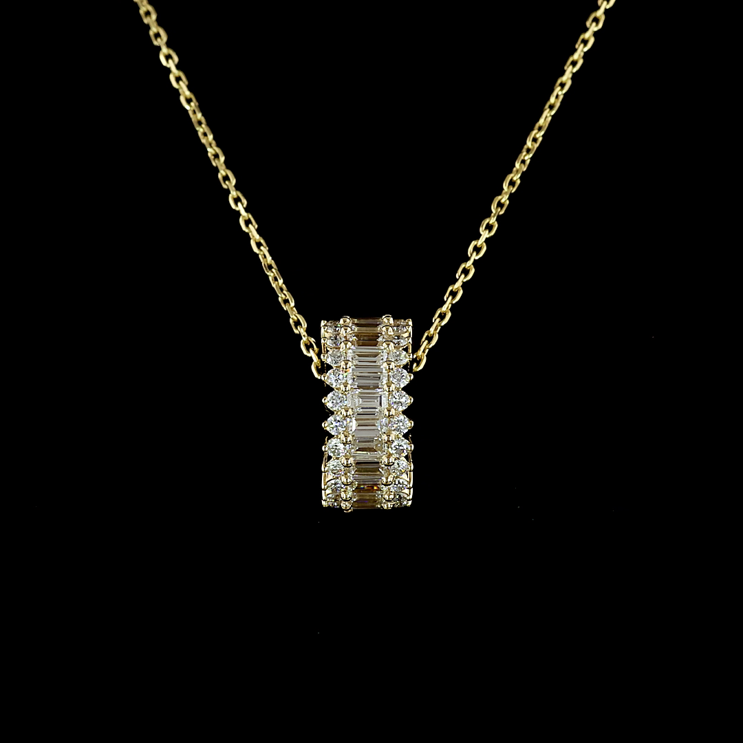 1-1/4ctw Prong East West Baguette & Round Pendant Pendant