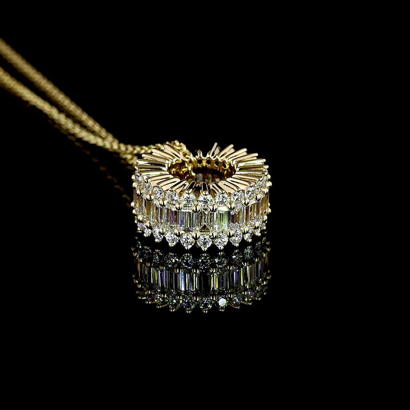 1-1/4ctw Prong East West Baguette & Round Pendant