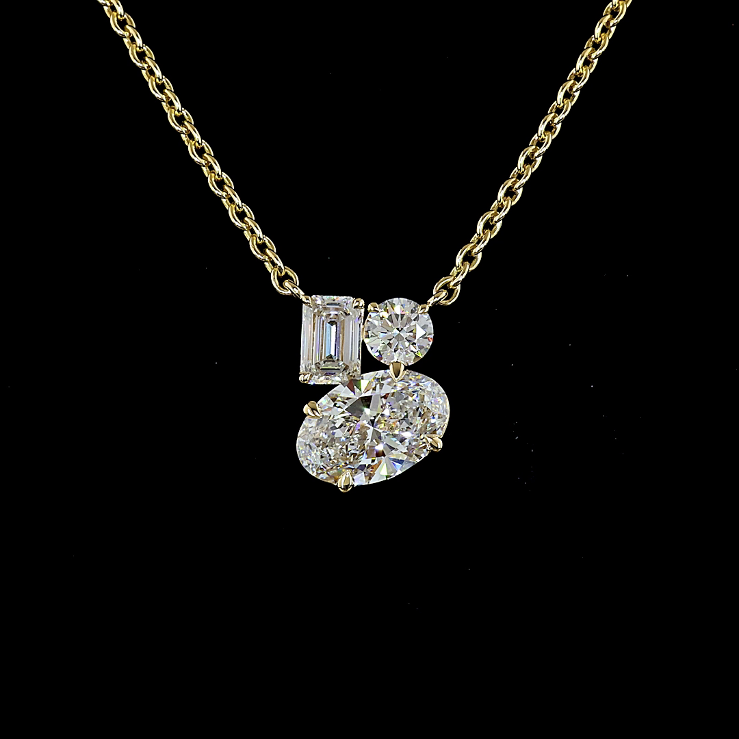 2-1/4ctw Prong Oval & Emerald Pendant Pendant