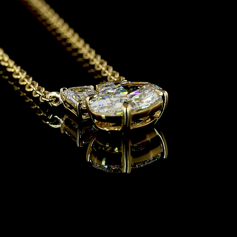 2-1/4ctw Prong Oval & Emerald Pendant