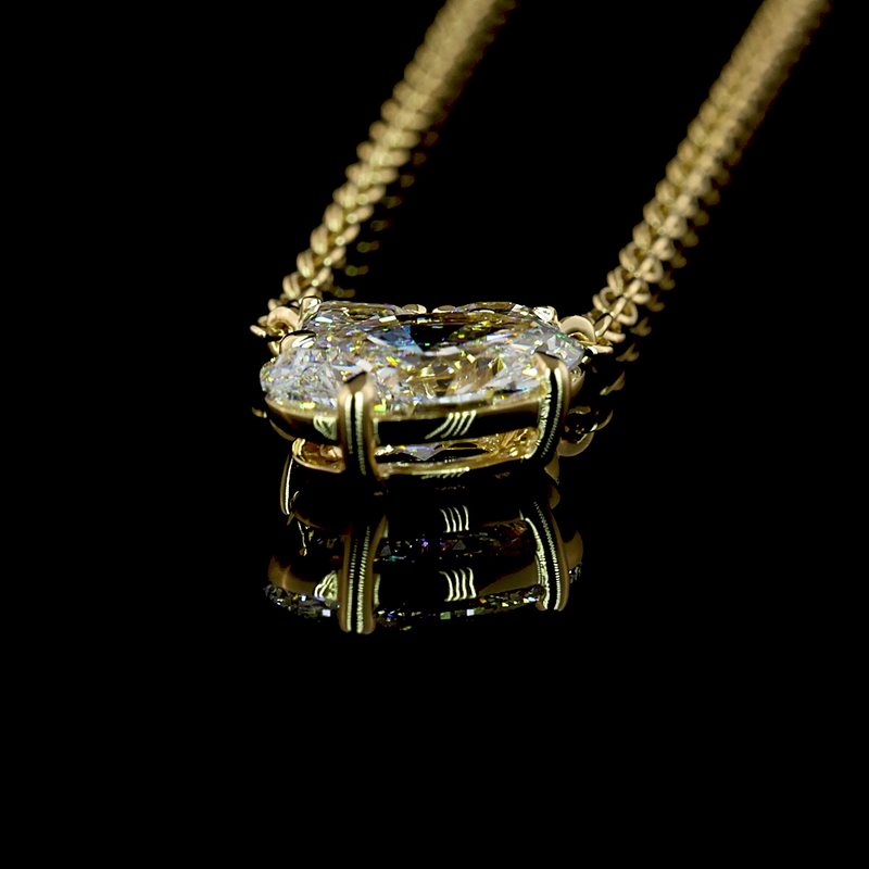 2-1/4ctw Prong Oval & Emerald Pendant