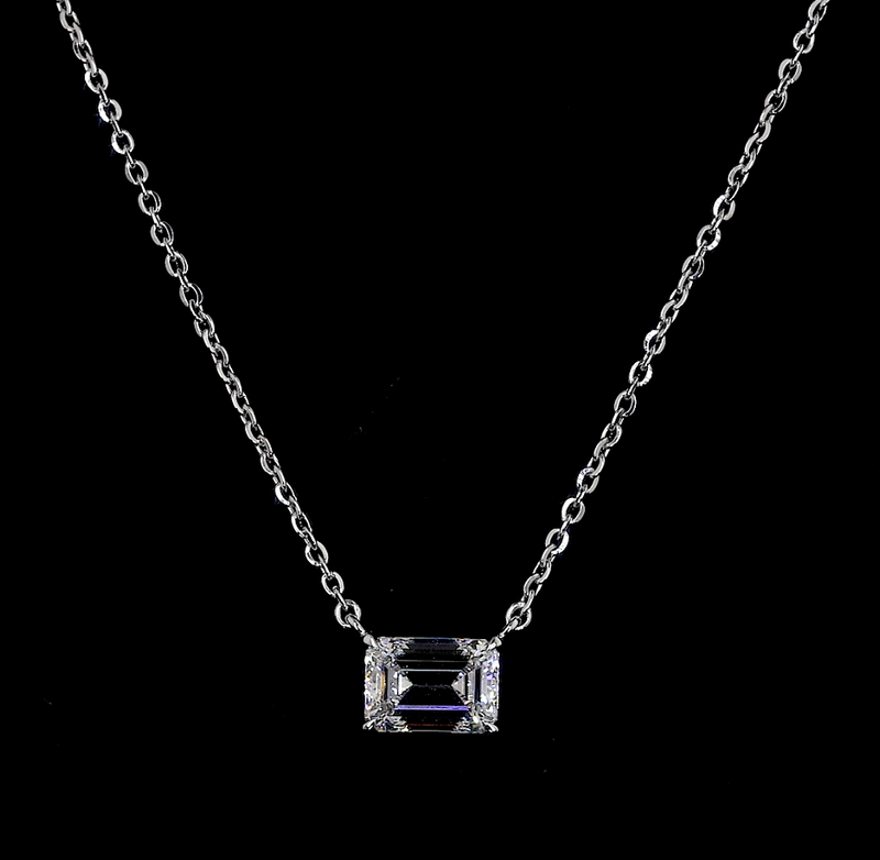3ctw Prong Emerald Solitaire Pendant