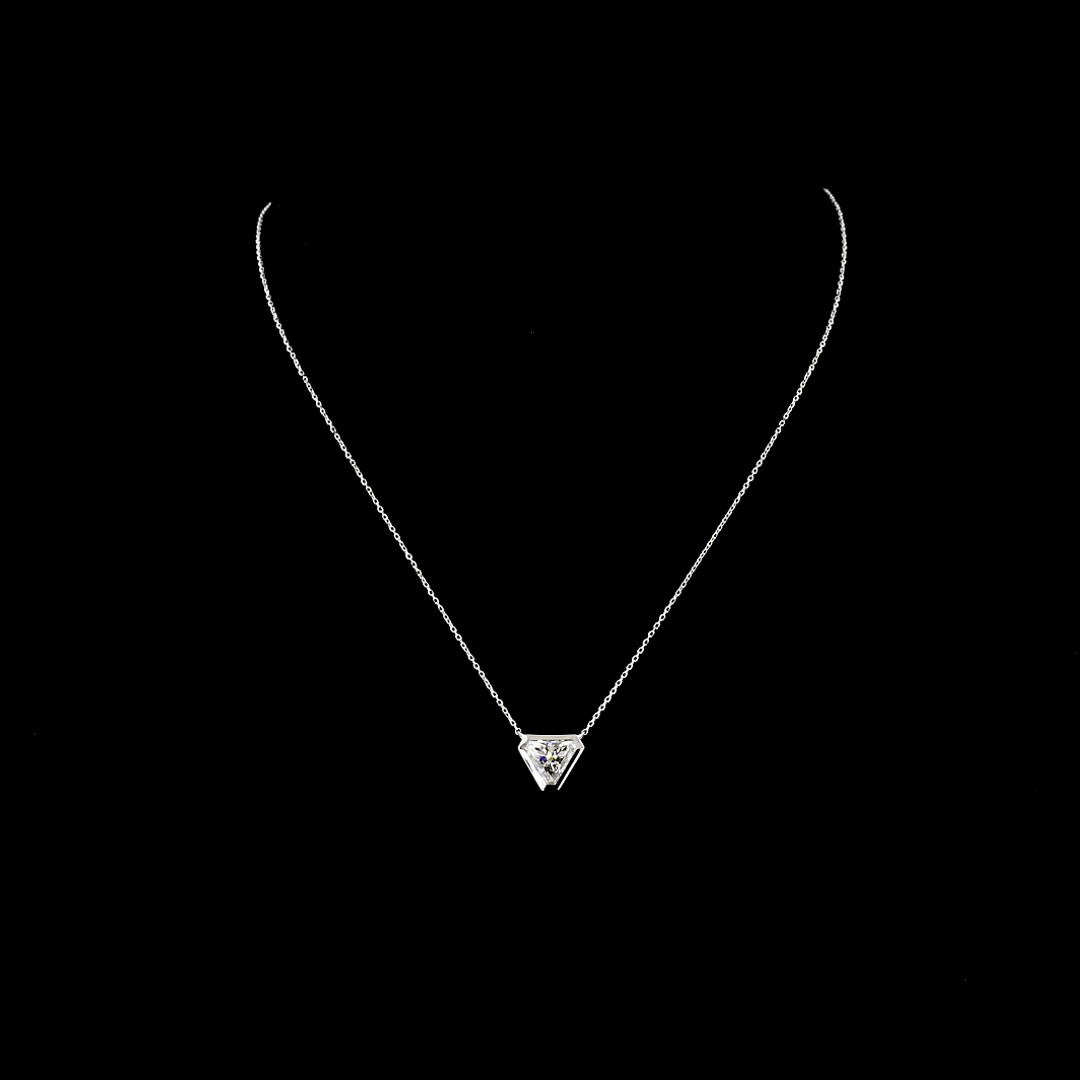 2ctw Bezel Triangle Solitaire Pendant